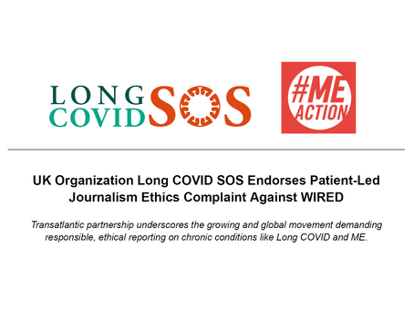 UK Organization Long Covid SOS Endorses Patient-Led Journalism Ethics Complaint Against WIRED