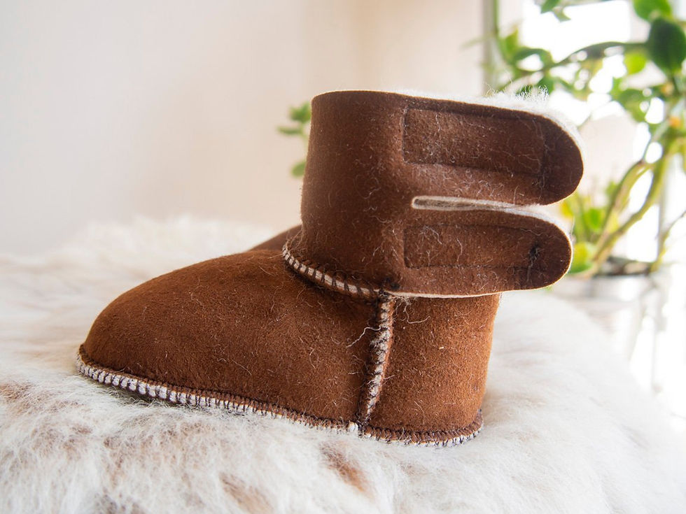 Thumbnail: Baby Brown Sheepskin Boots.