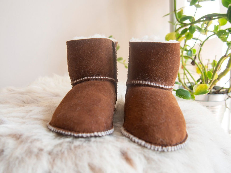 Thumbnail: Baby Brown Sheepskin Boots.