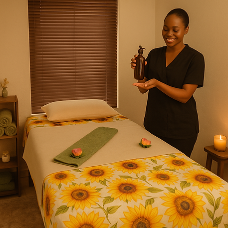 Client receiving a deep tissue massage for muscle relief at Palms of Grace