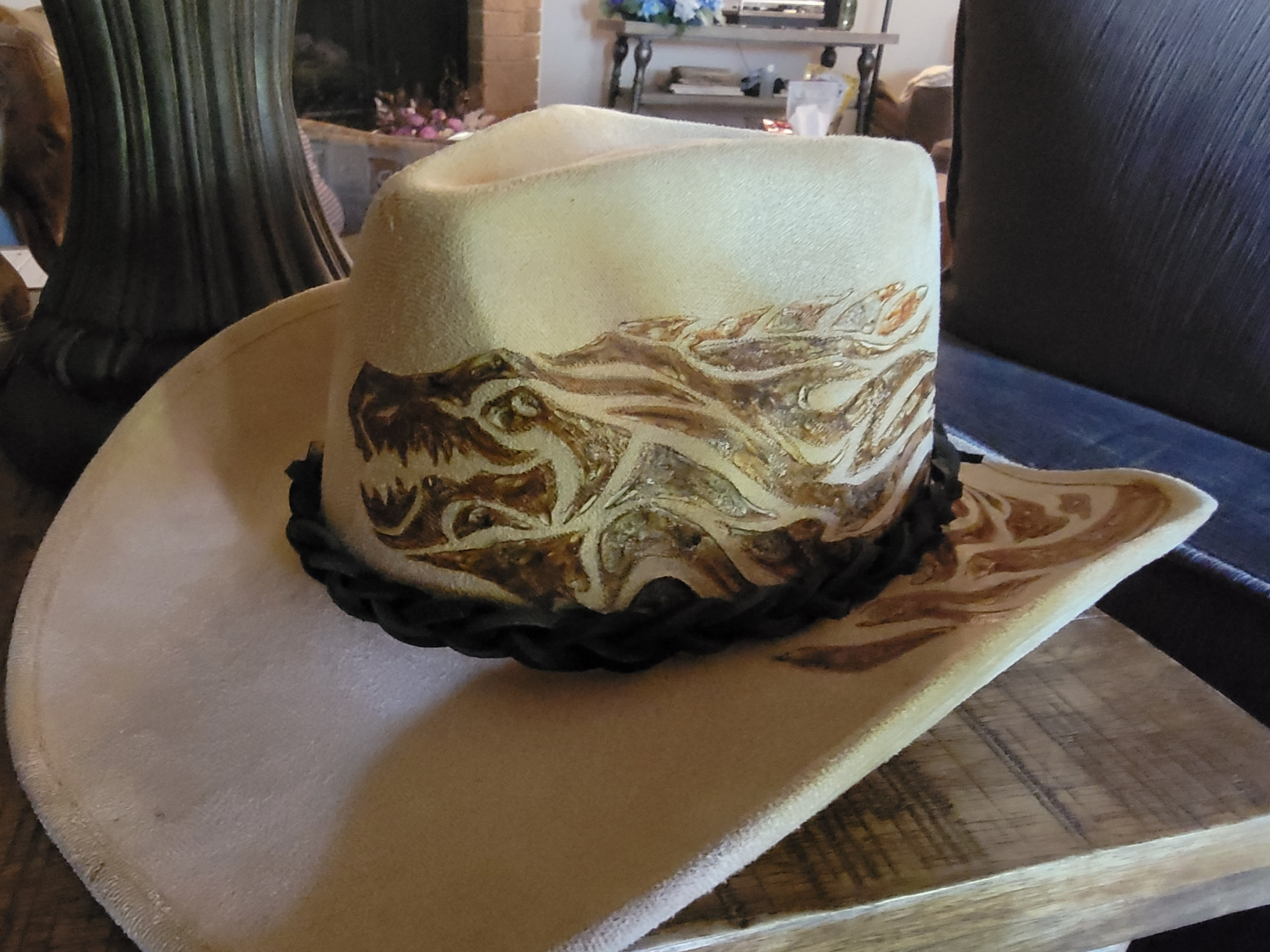 Pyrography on a Suede Hat