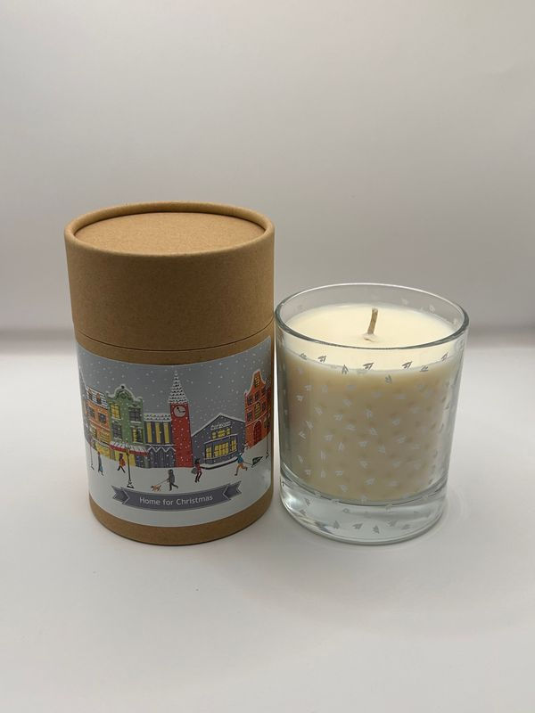 Home For Christmas Large Glass Candle