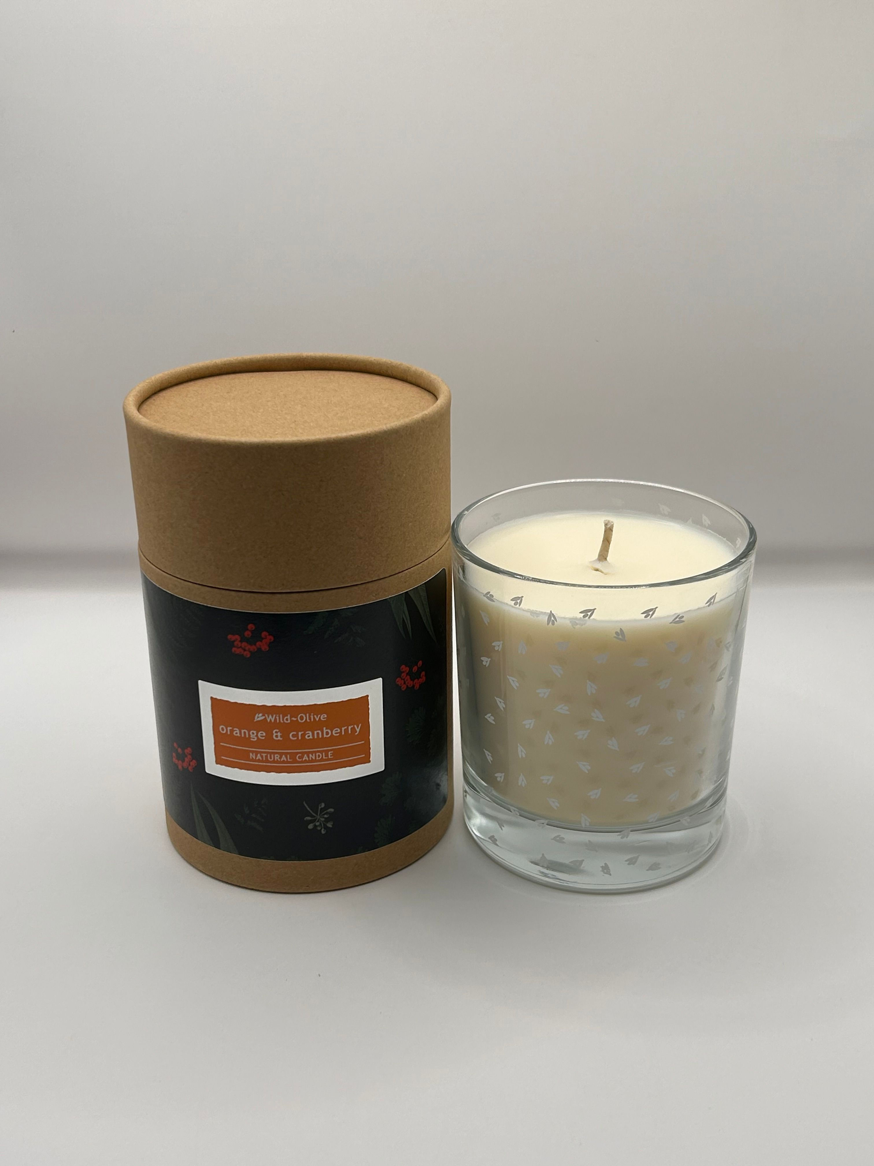 Cranberry and Orange Large Glass Candle