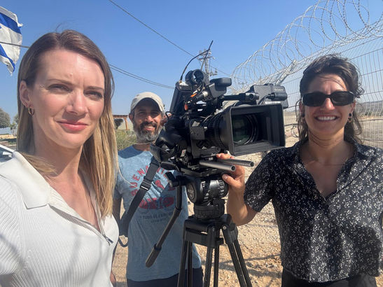 Television news filming in the Middle East