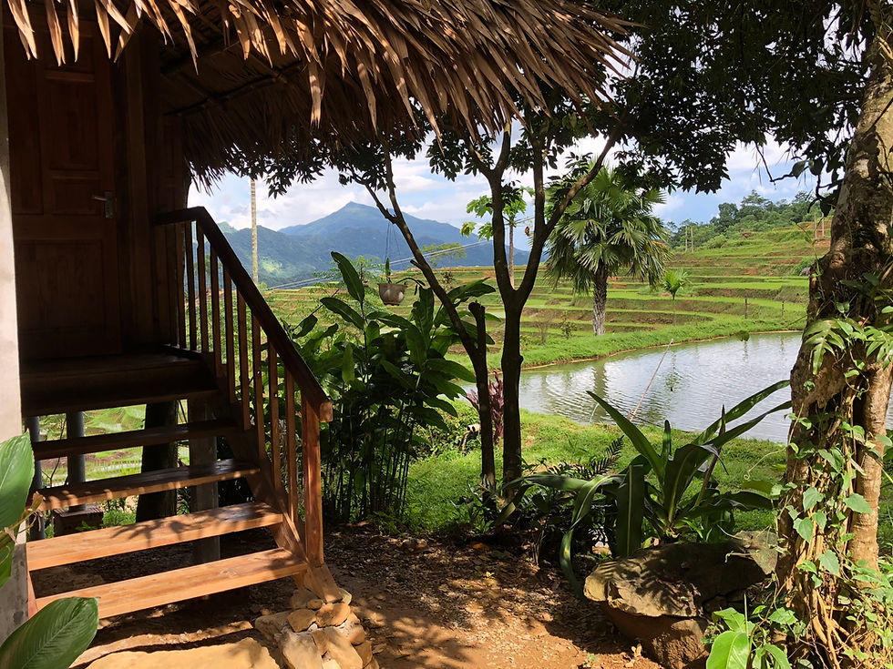 Vue sur un point d'eau dans la réserve naturelle de Pu Luong