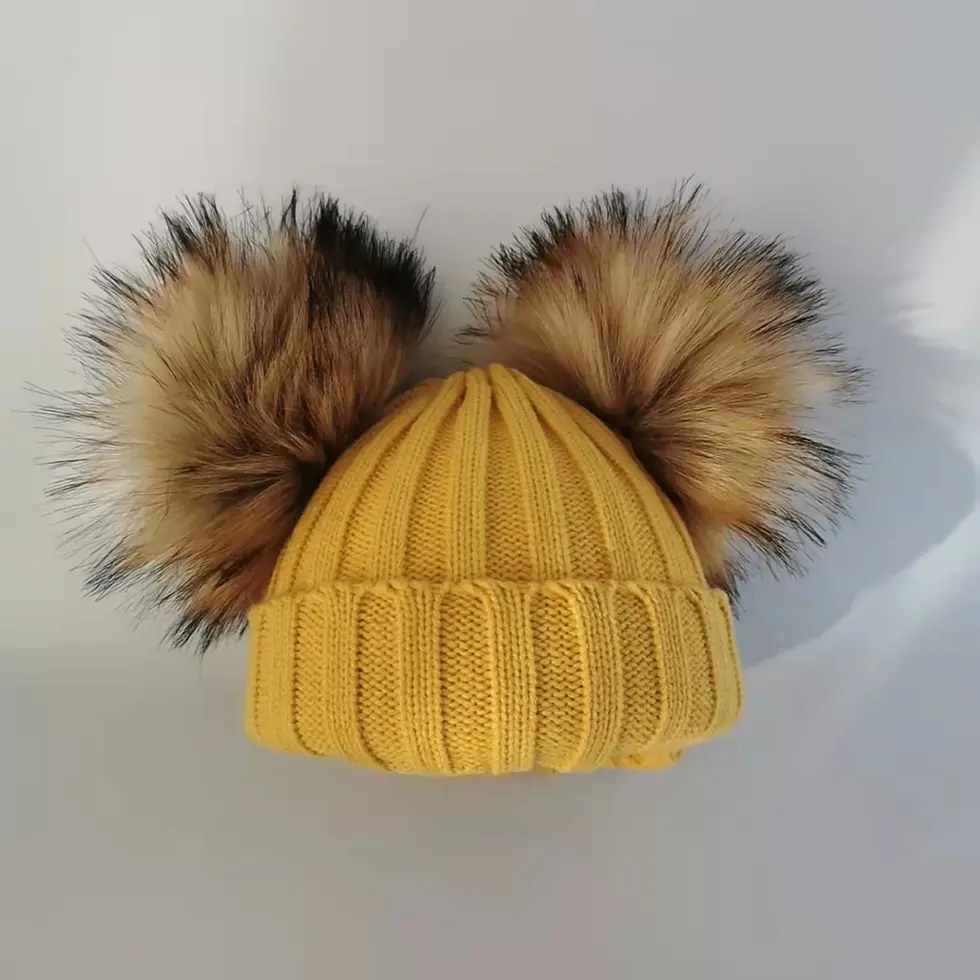 Thumbnail: Kids Winter Faux Fur Hat and Scarf Set with Double Pom Poms