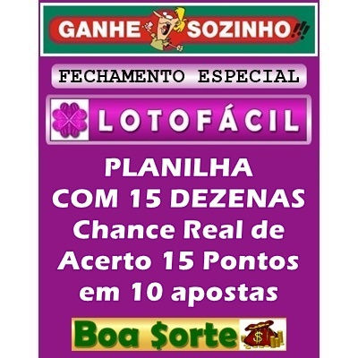 planilha para lotofácil com 25 dezenas pfac