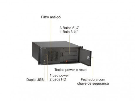 Miniatura: Gabinete Rack 4U Single ATX