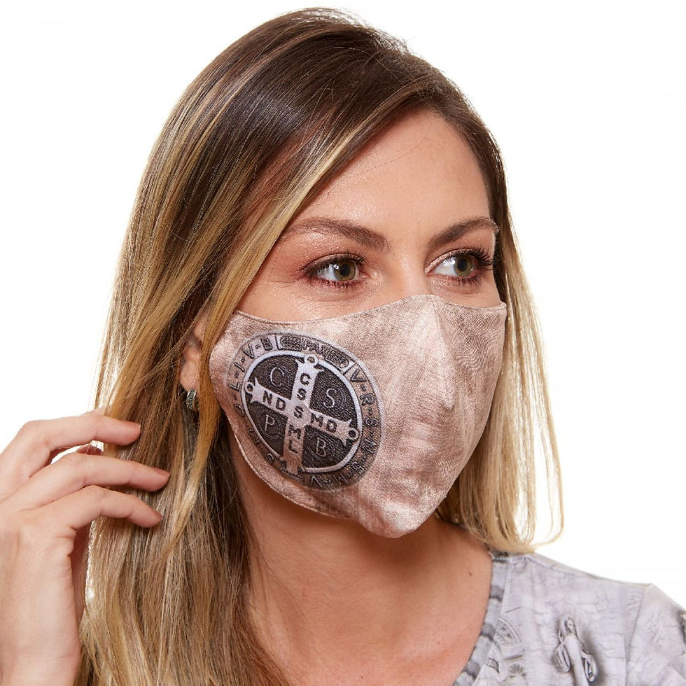 Miniatura: Máscara São Bento fundo amadeirado