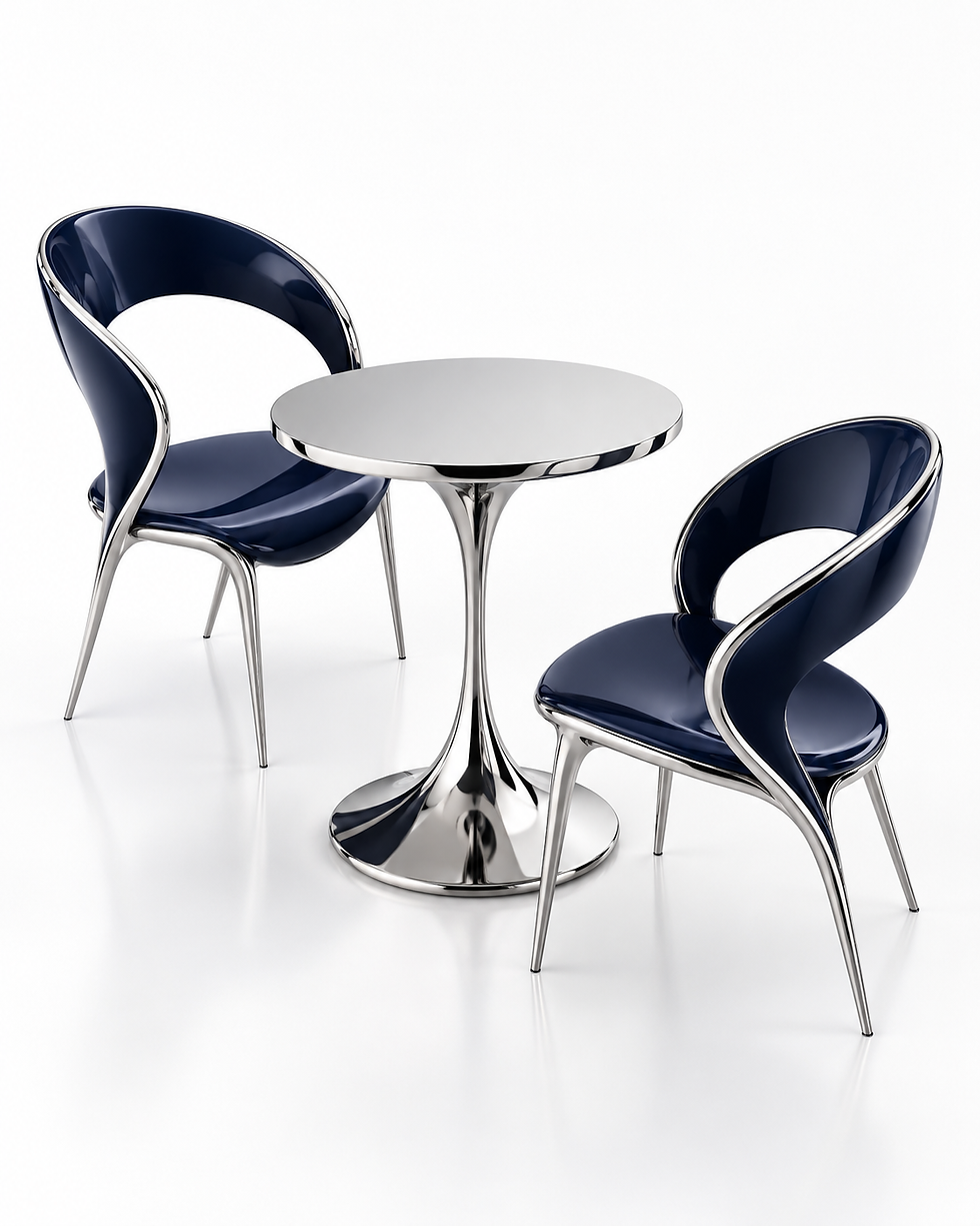 Sculptural Navy Chrome Café Seating (2).png