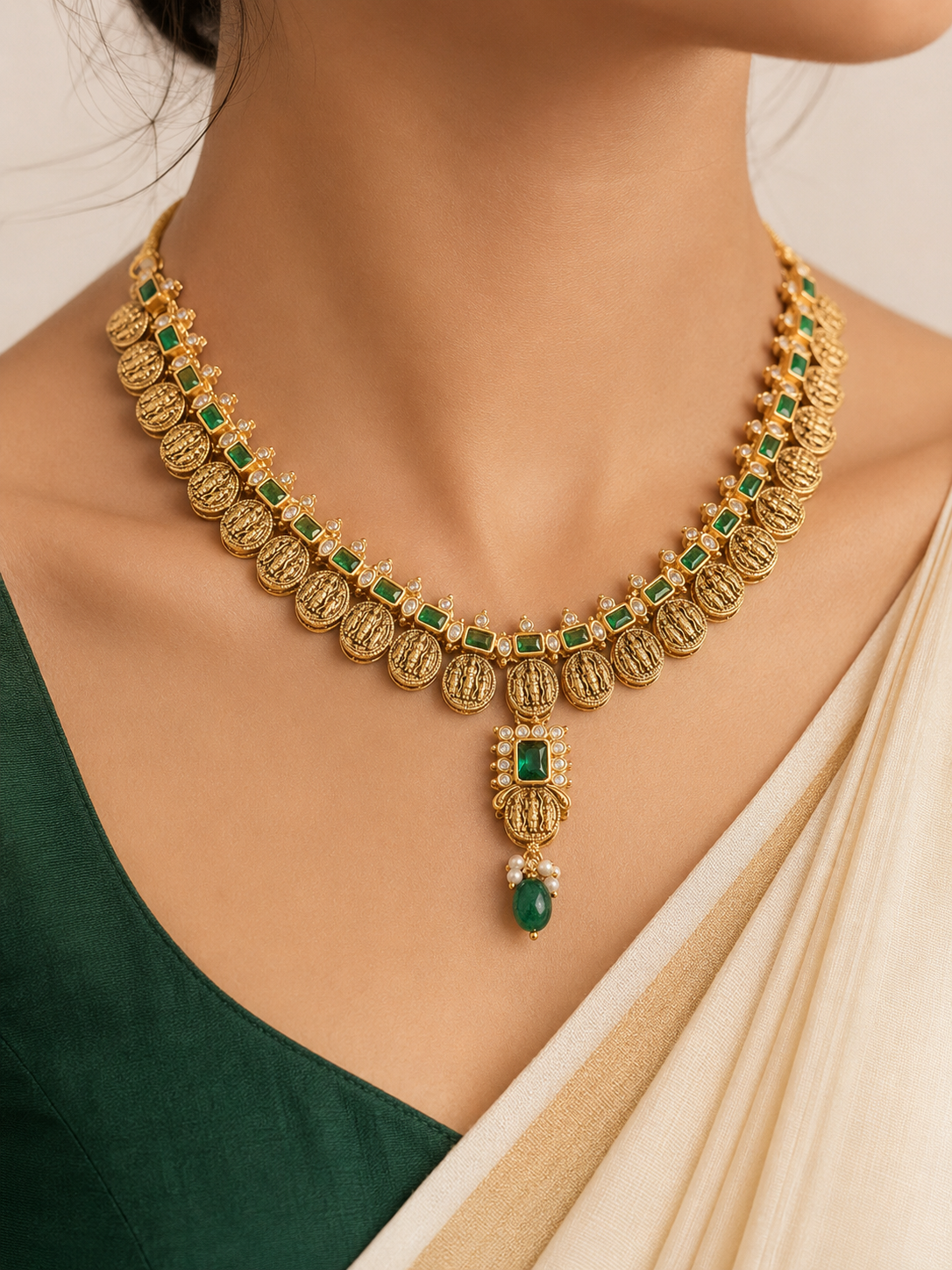 Sri Rama Parivaram Temple Necklace Set