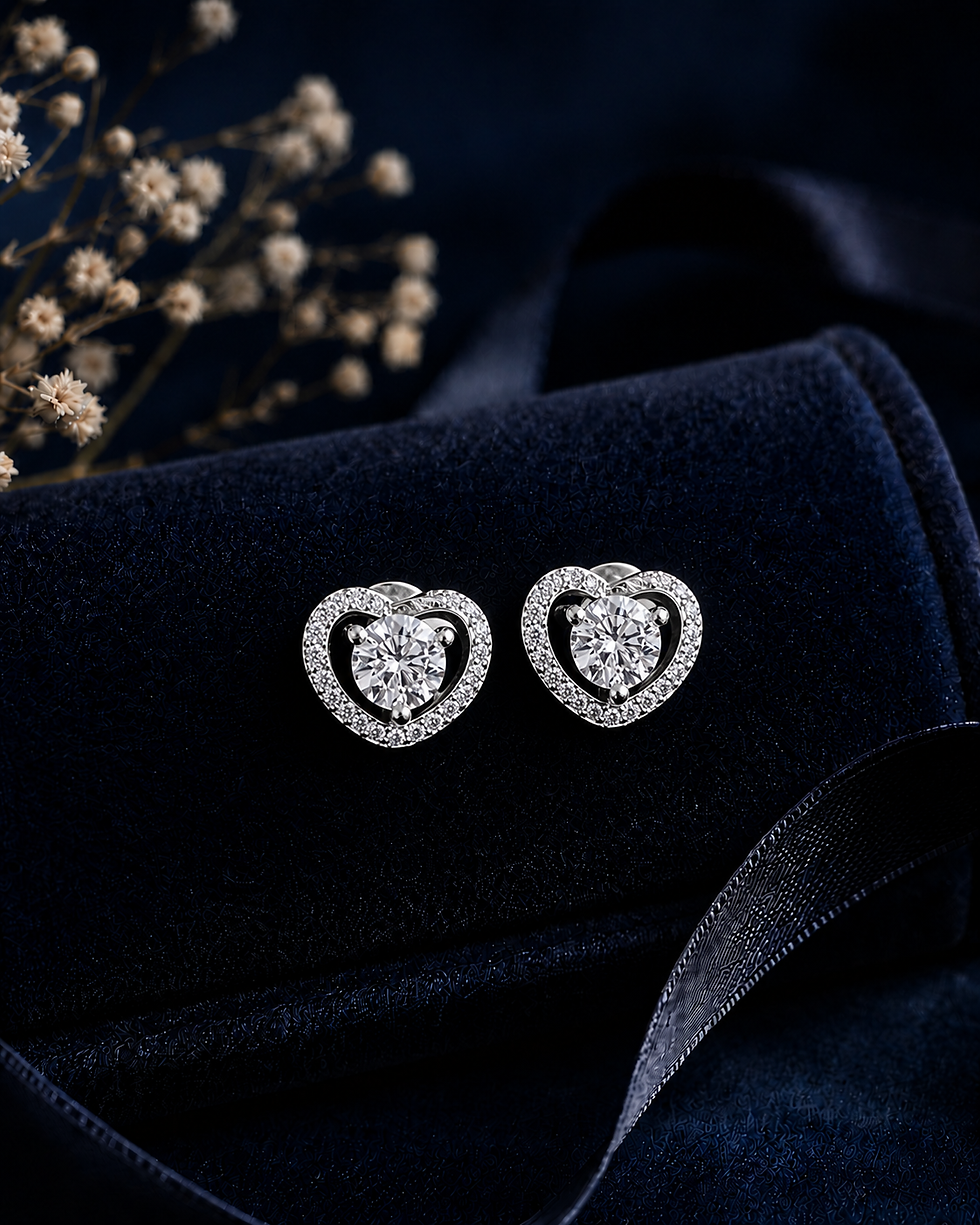 Thumbnail: 92.5 Pure Silver Earrings Rhodium White