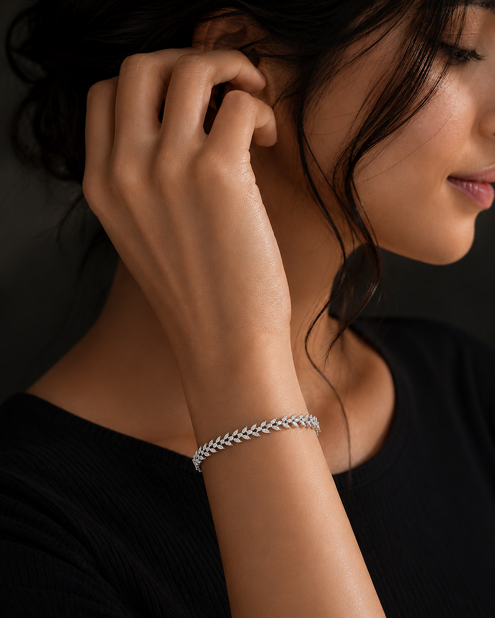 Thumbnail: 92.5 Premium Silver Bracelet Rhodium White
