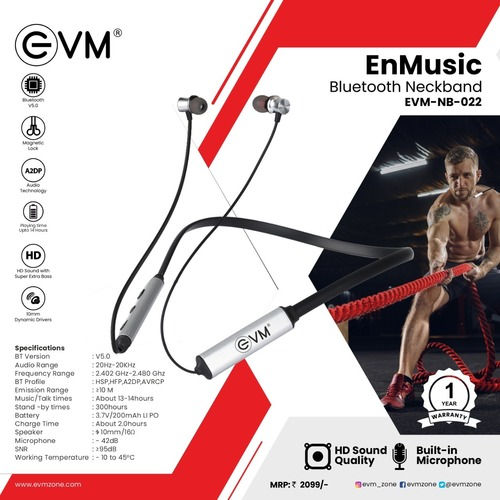 Red EnMusic Bluetooth Neckband EVM-NB-022