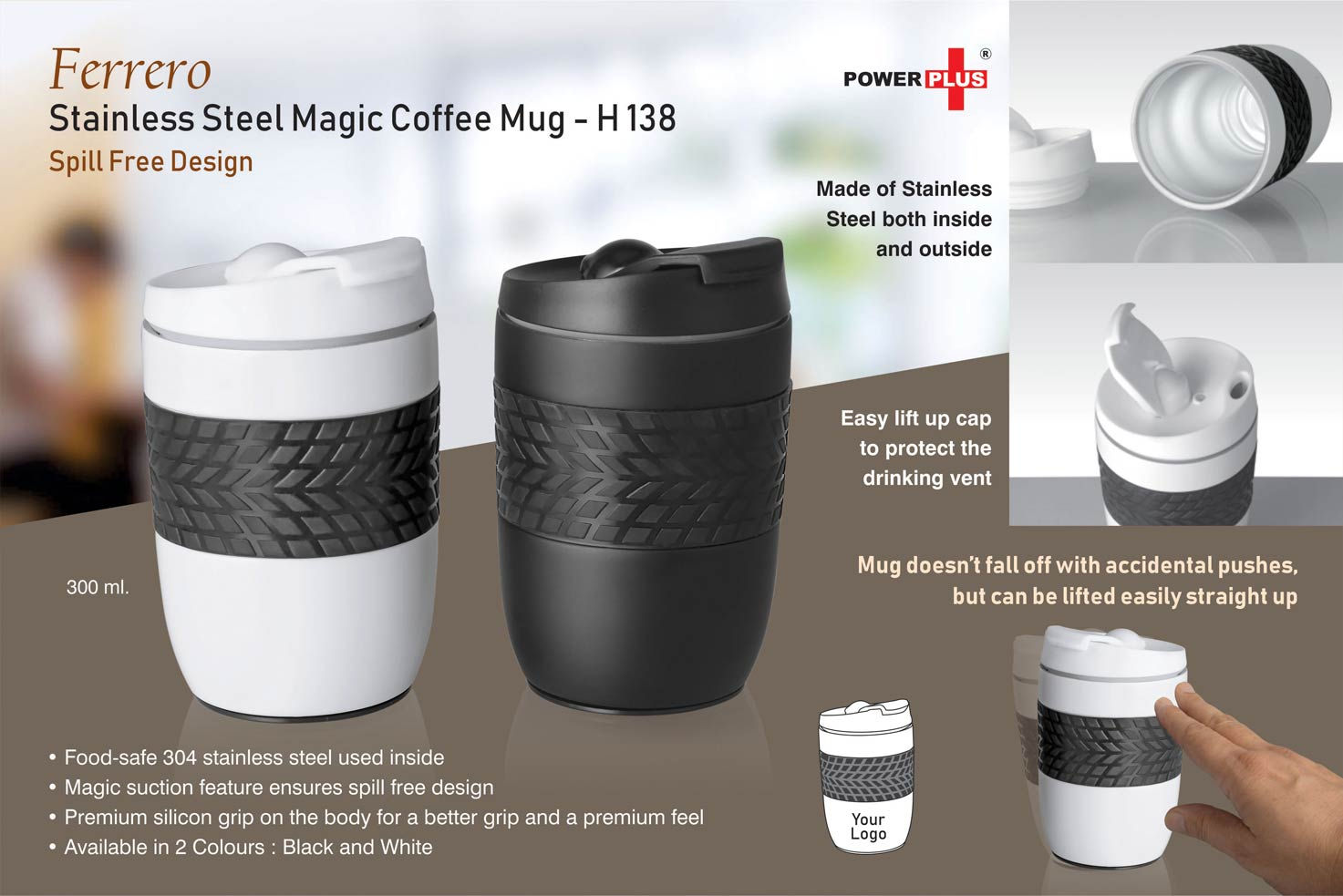 H138 – Ferrero Stainless Steel Magic Coffee Mug (300 Ml Approx)