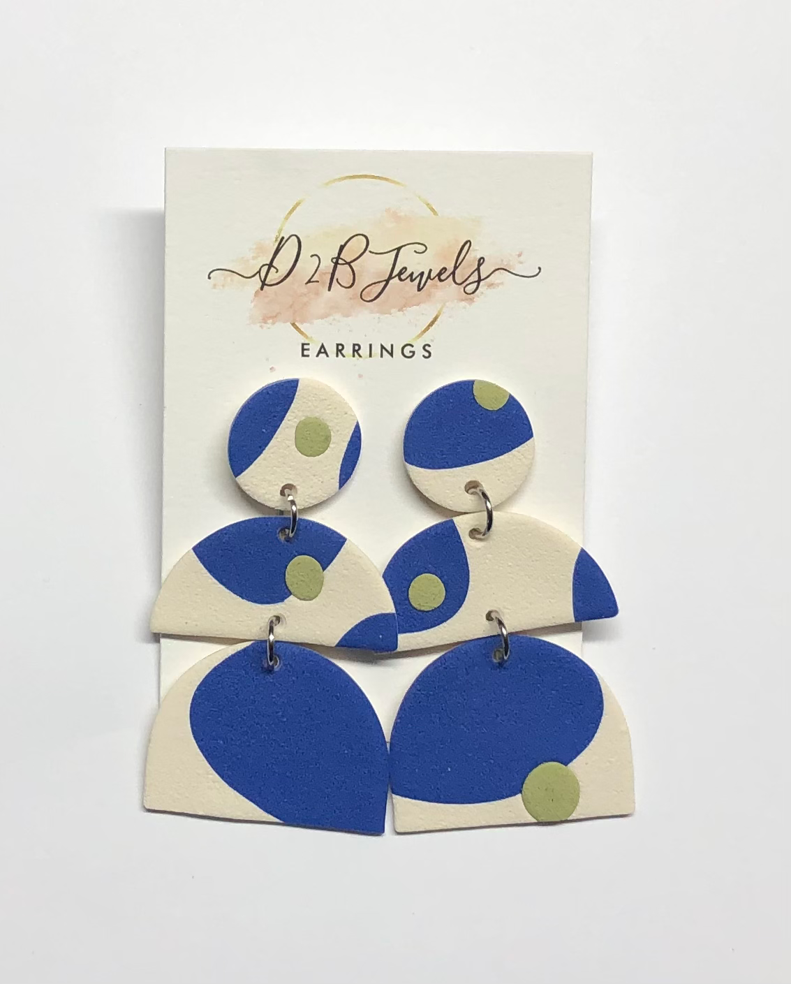 Blue & Green Dangle Polymer Clay Earrings