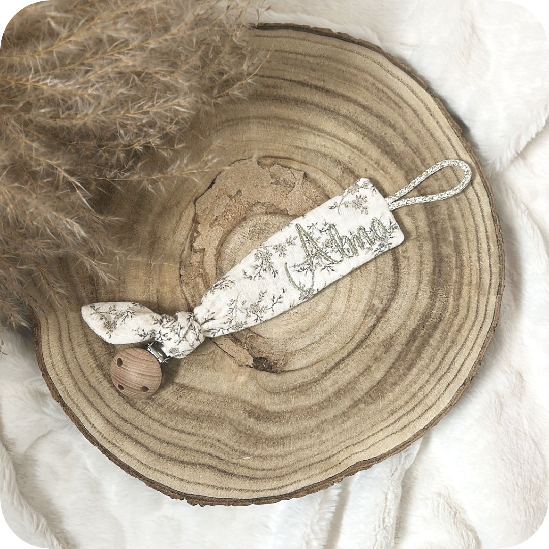 Attache tétine en gaze de coton imprimé ♡