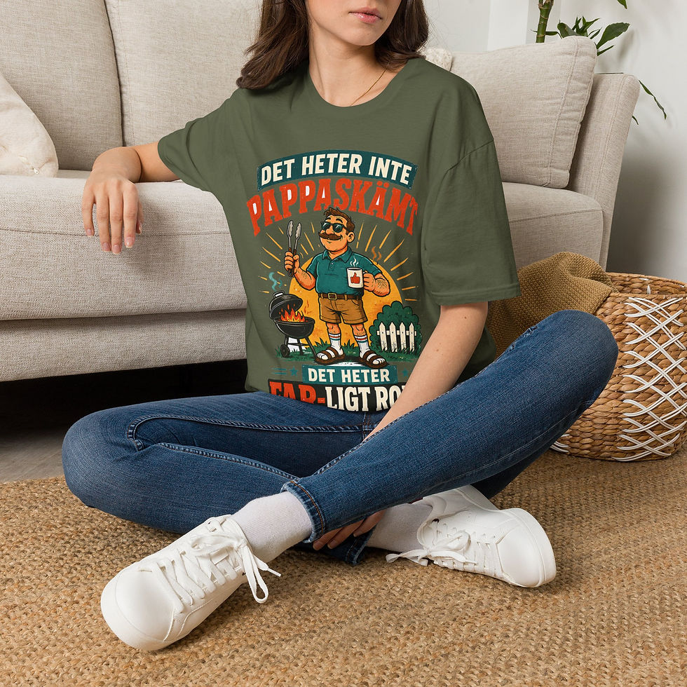 Miniatyrbild: Funny Swedish 'Det Heter Inte Pappaskämt' T-Shirt — Dad Joke Humor Tee