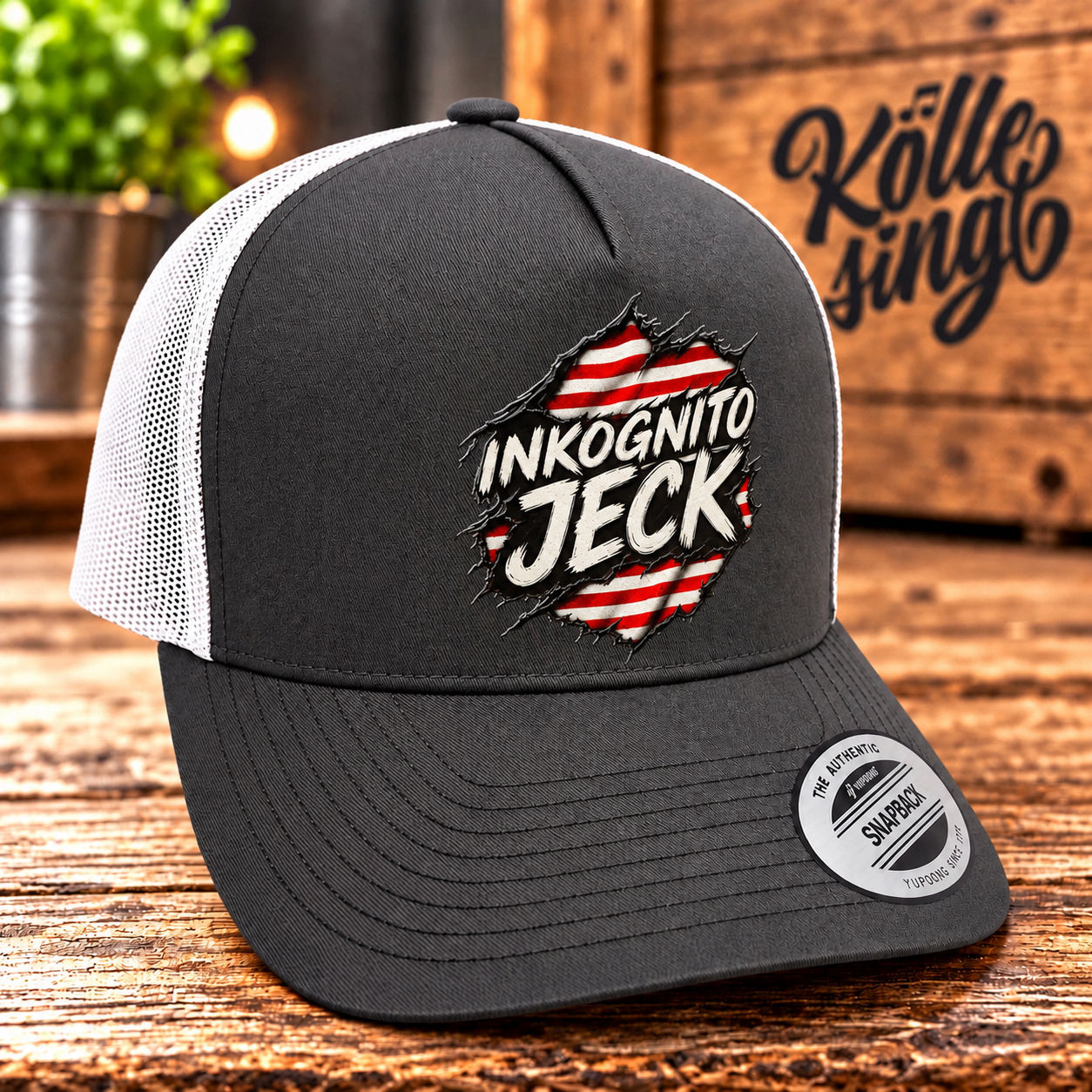 Cölsche Cap „Inkognito Jeck“ – Charcoal/White