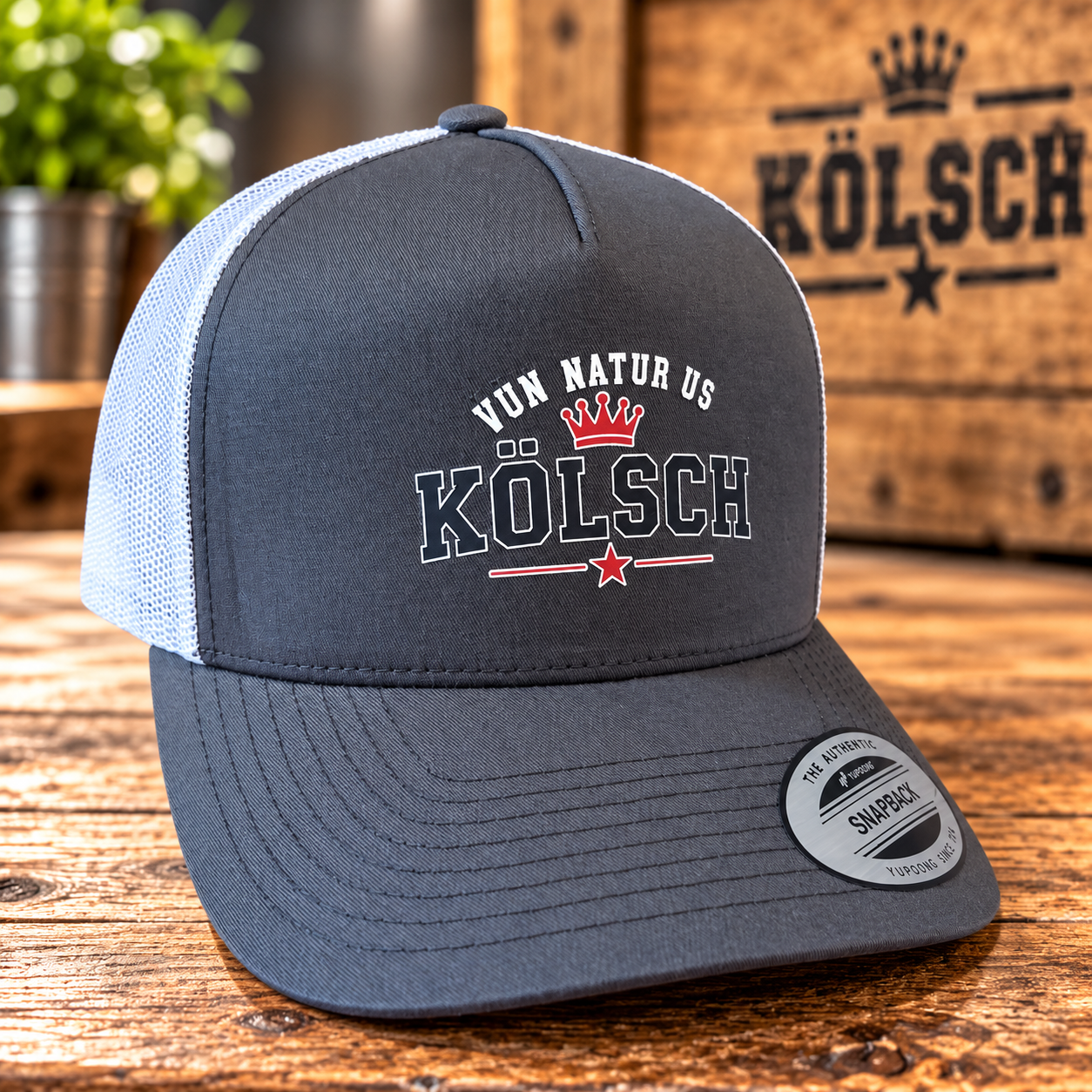 Cölsche Cap „Vun Natur us Kölsch“ – Charcoal/White