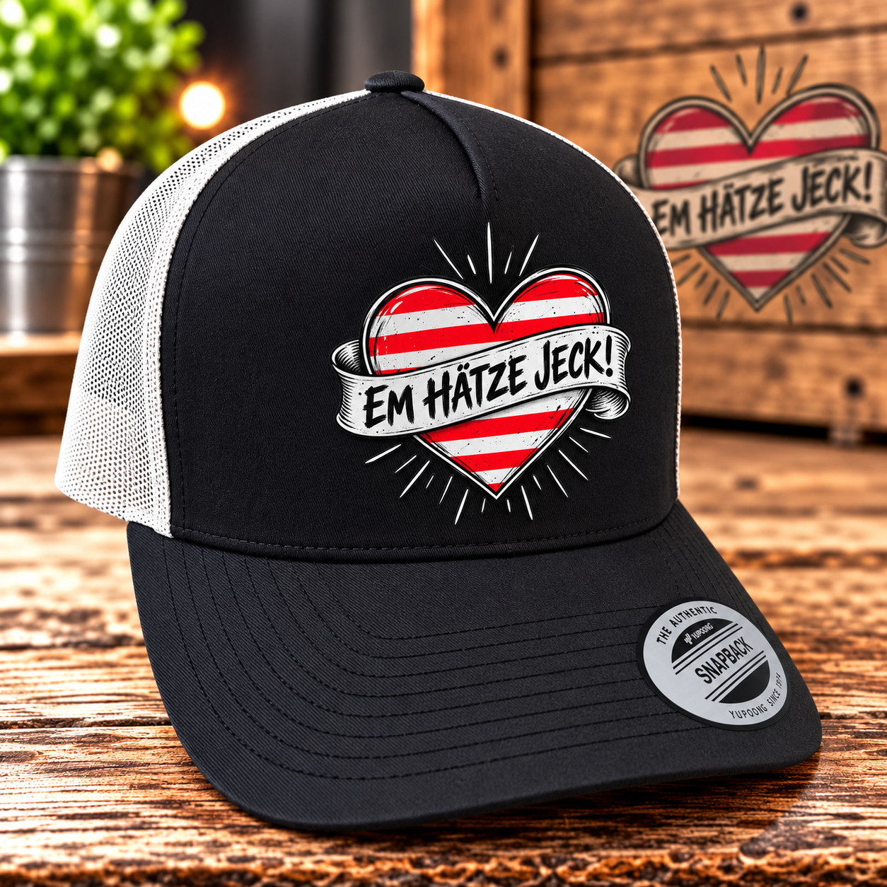 Cölsche Cap „Em Hätze jeck“ – Black/White
