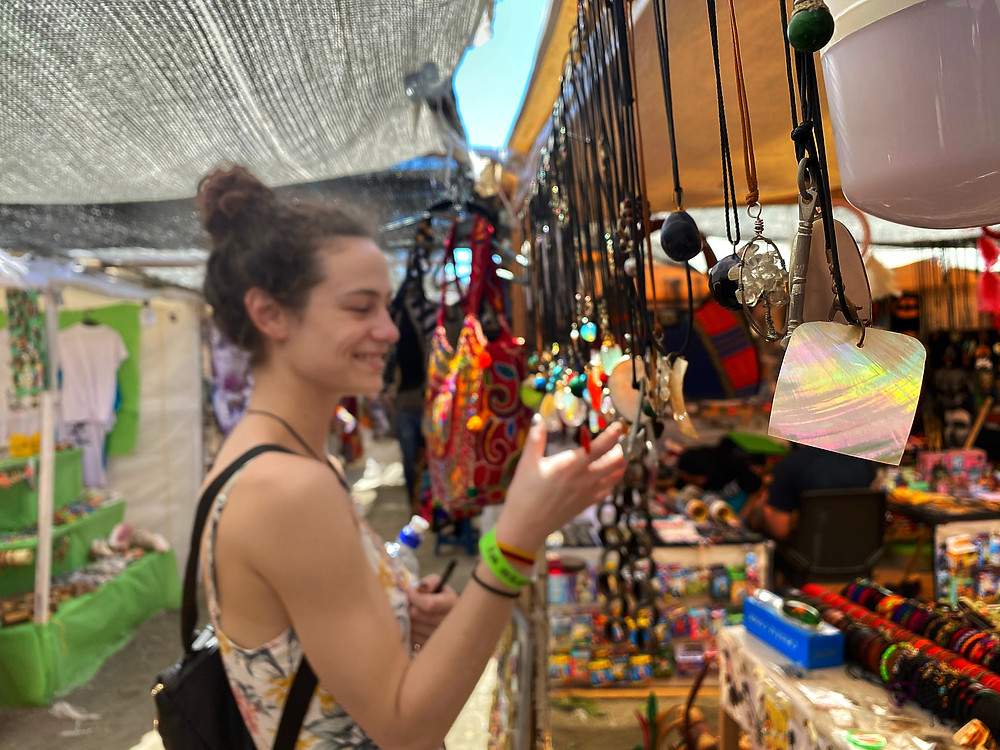 Girl shopping in street market