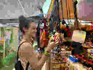 Girl shopping in street market