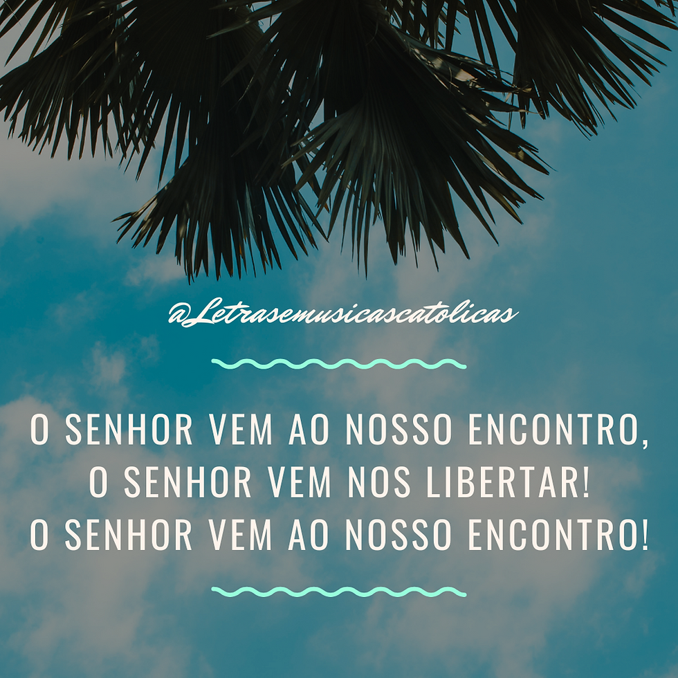 O Senhor vem ao nosso encontro,  O Senhor vem nos libertar!  O Senhor vem ao nosso encontro!  1. Todo espaço vazio do coração  Seja pleno de luz e de alegria.  Todo ódio transforme-se em perdão,  Toda treva se torne luz do dia.