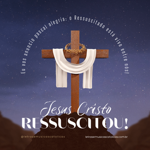 1. Eu vos anuncio pascal alegria: o Ressuscitado está vivo entre nós! 2. Ele vive, Ele vive, Ele se fez a nossa alegria e salvação! 3. Aleluia, aleluia! Aleluia, aleluia, aleluia!