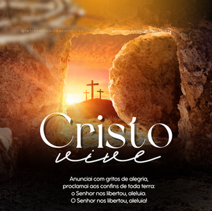 Anunciai com gritos de alegria, proclamai aos confins de toda terra: o Senhor nos libertou, aleluia. O Senhor nos libertou, aleluia! 1. A escuridão passou, a luz do Sol surgiu. O Cristo, nosso irmão, seu povo redimiu!