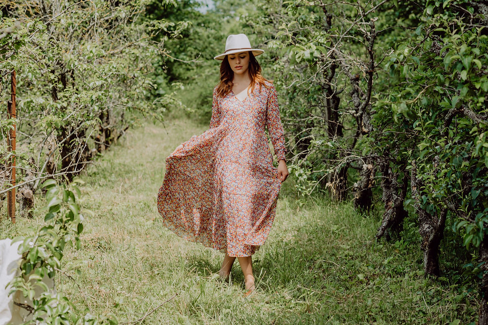 Miniature : Robe Adele fleurs rouge