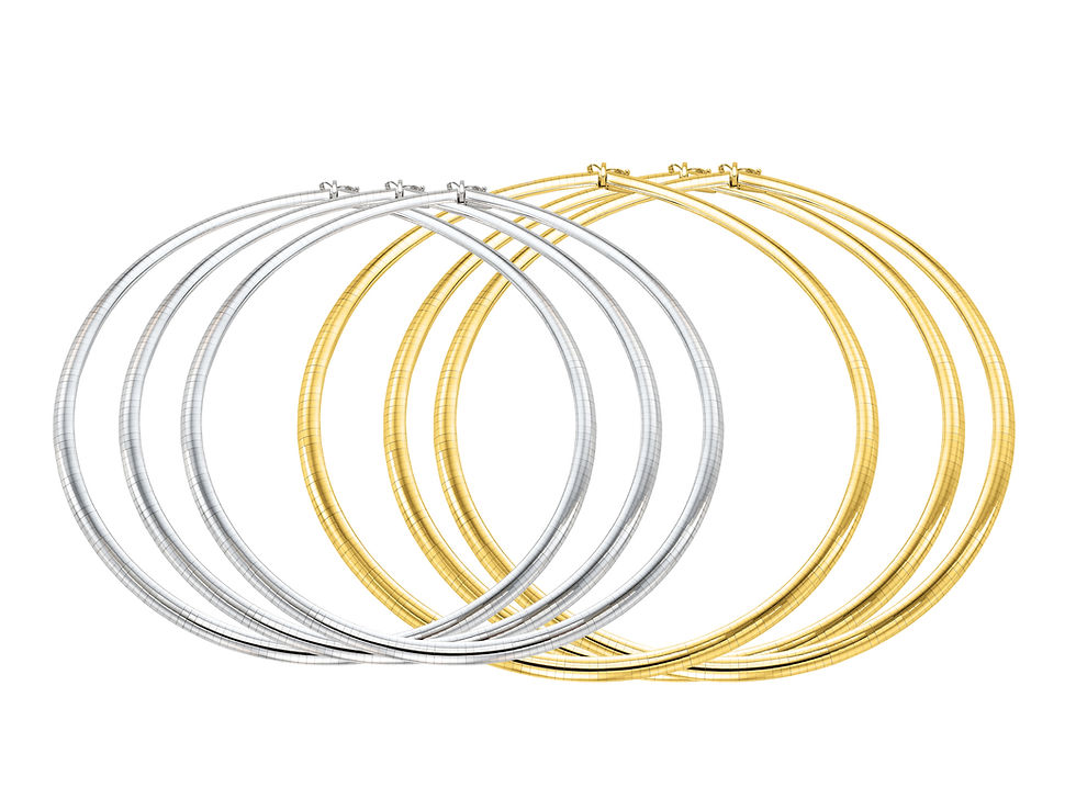 Omega Necklaces in Gold, White Gold, Sil