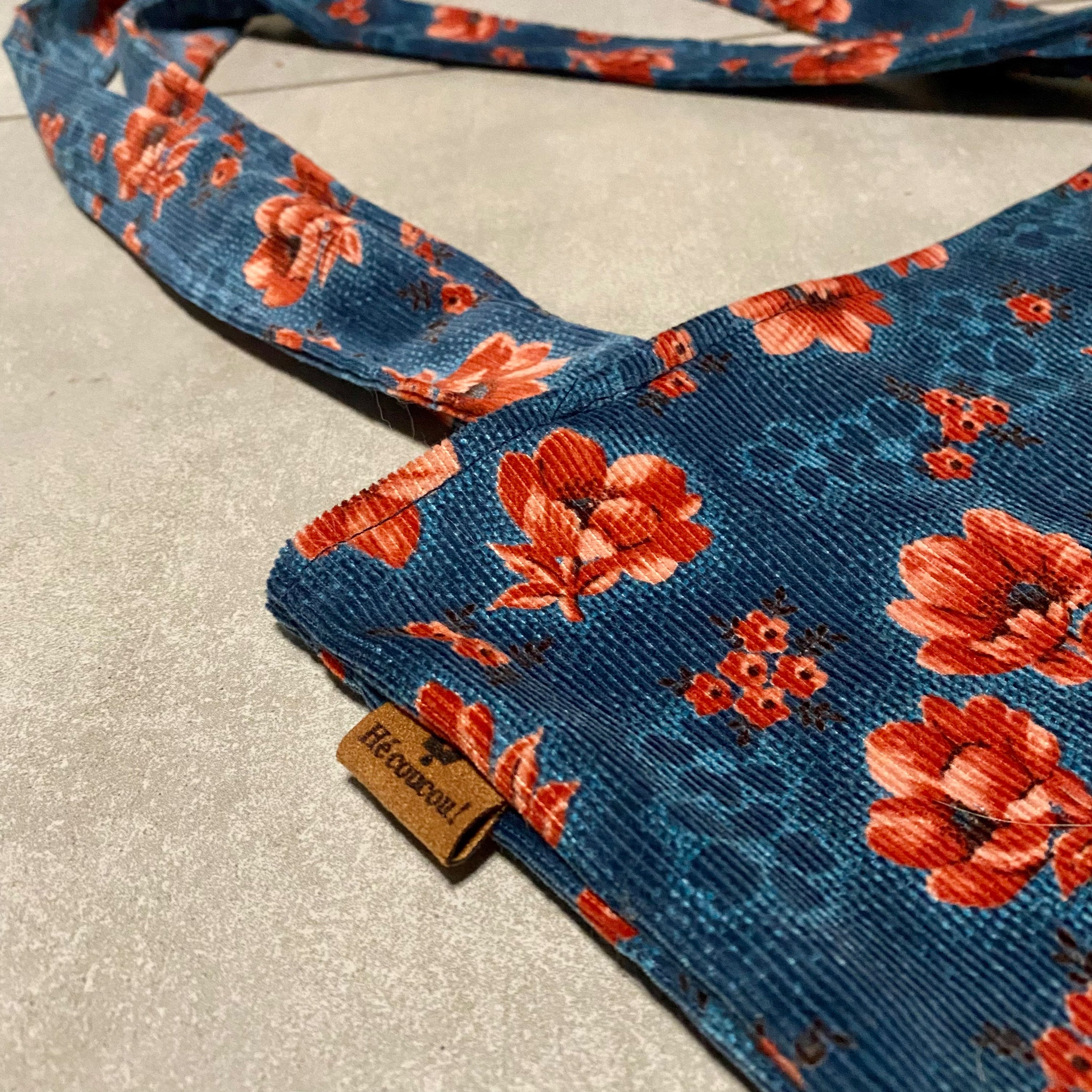 Tote bag velours recyclé bleu et rouge