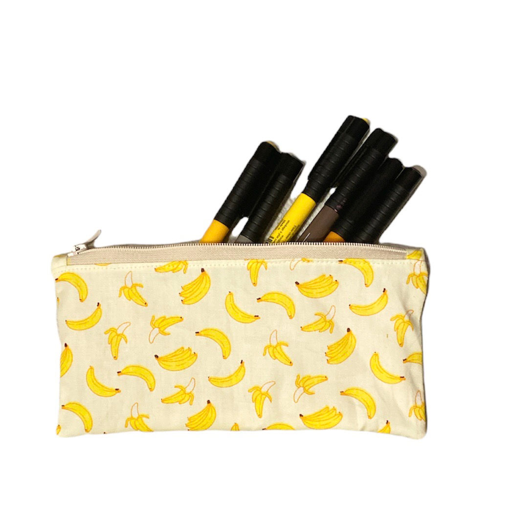 Trousse en tissu motif banane