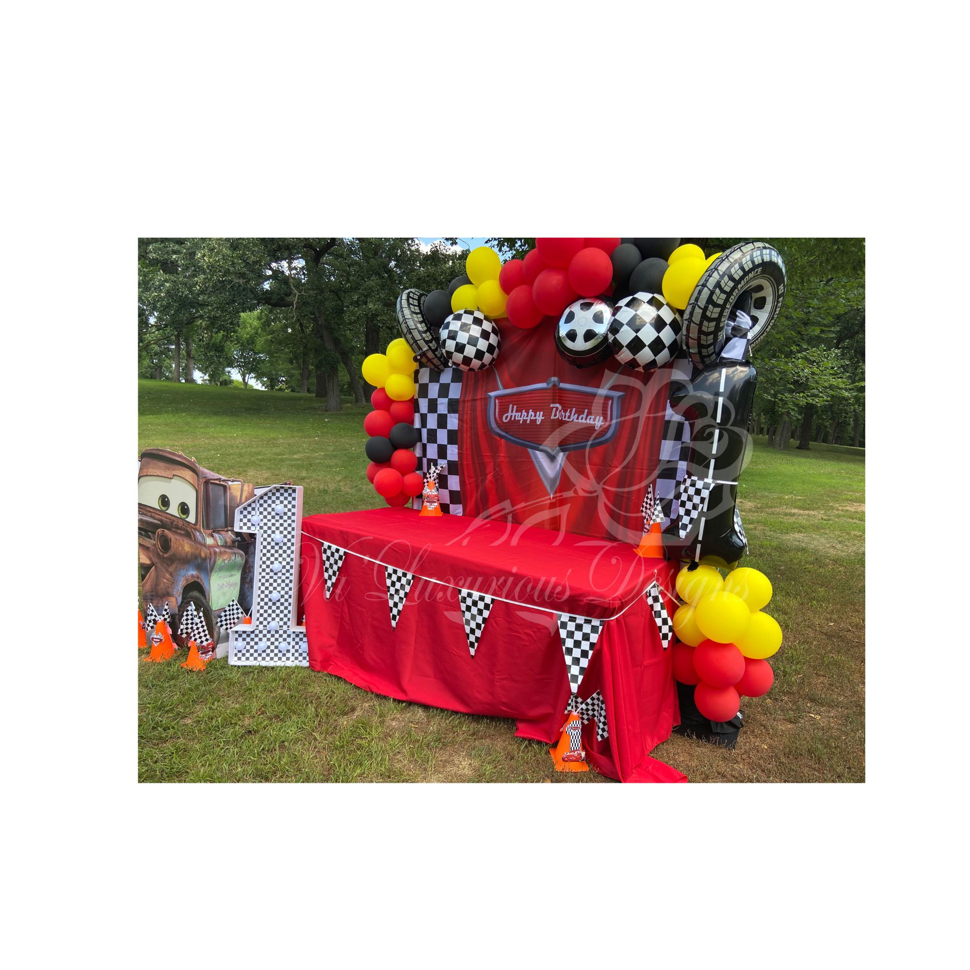 Race Car Theme Backdrop Dessert Table Rental