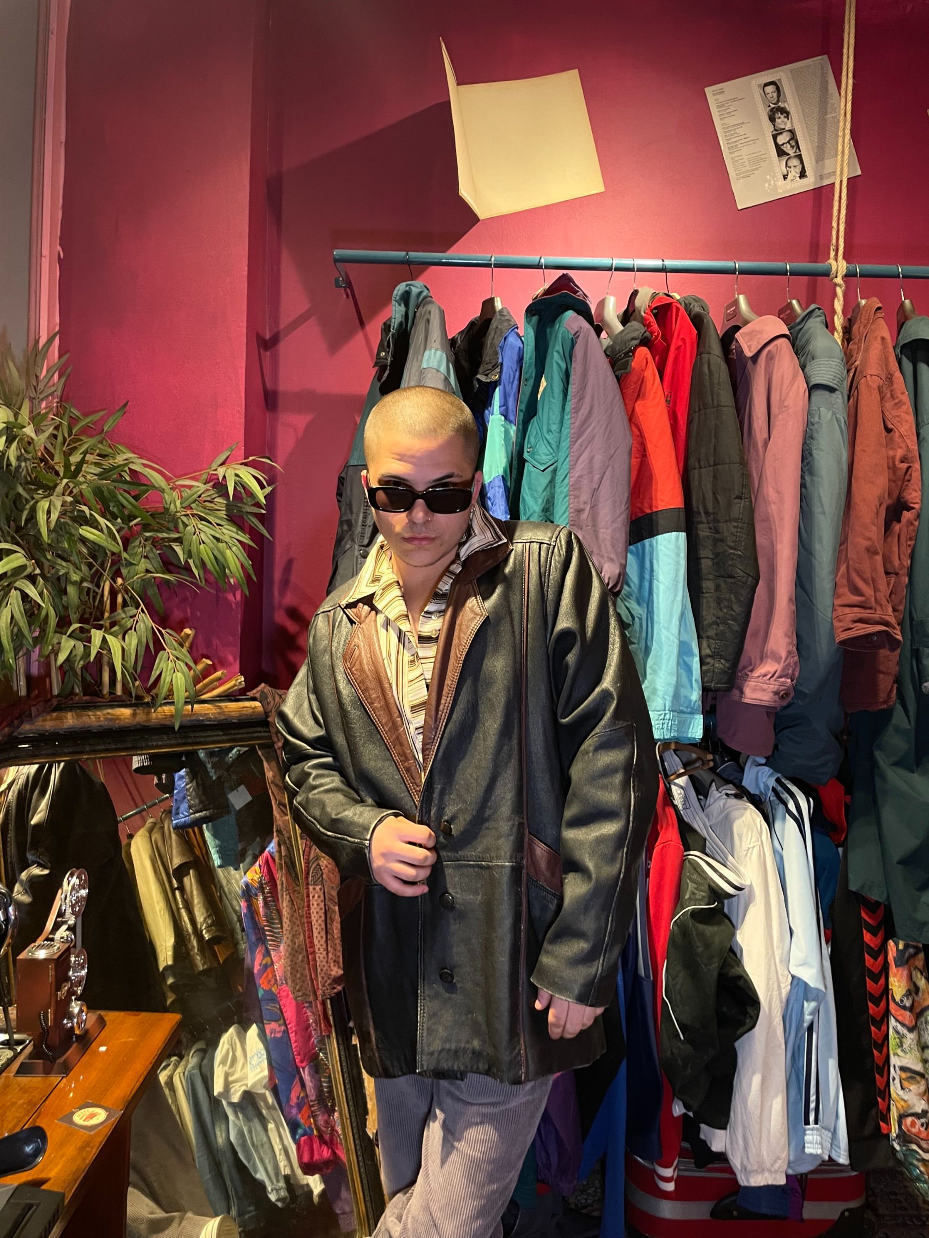 Vintage Uzun Deri Ceket