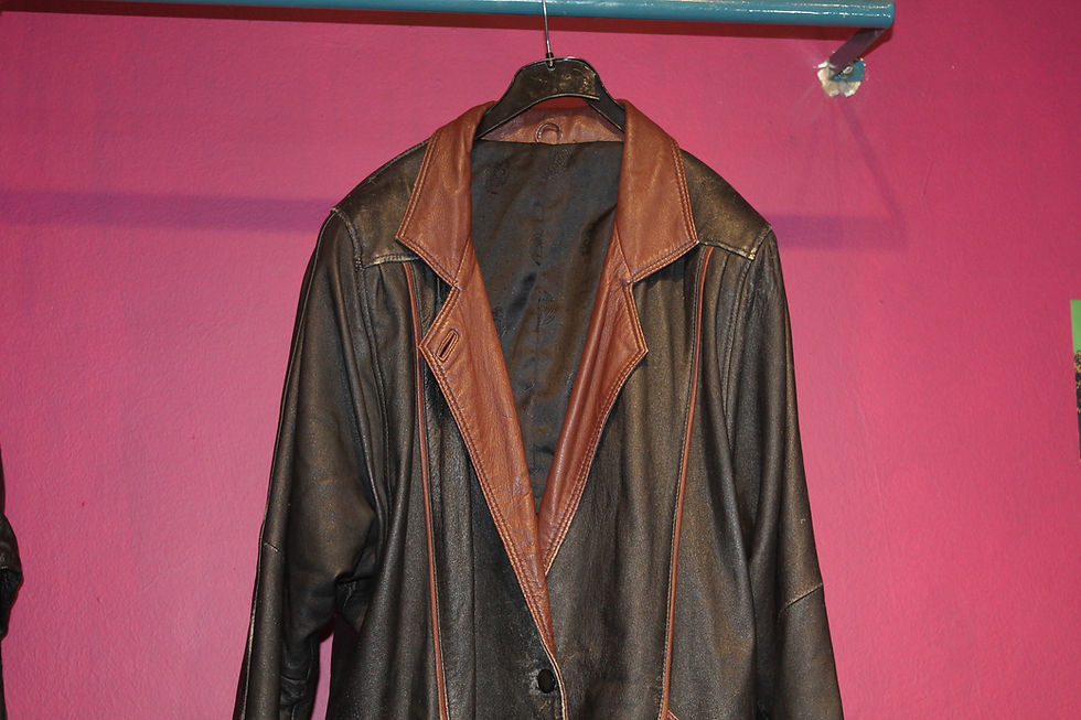 Küçük resim: Vintage Uzun Deri Ceket