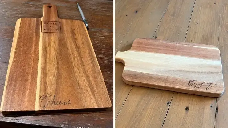 Wood plaque with burned family name design, an example of wood burning engraving nyc craftsmanship