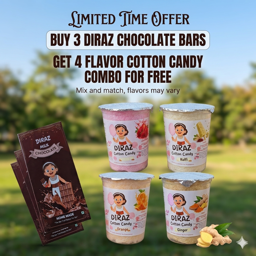 Large Milk Chocolate Bar Combo with Free 4 Flavor Cotton Candy