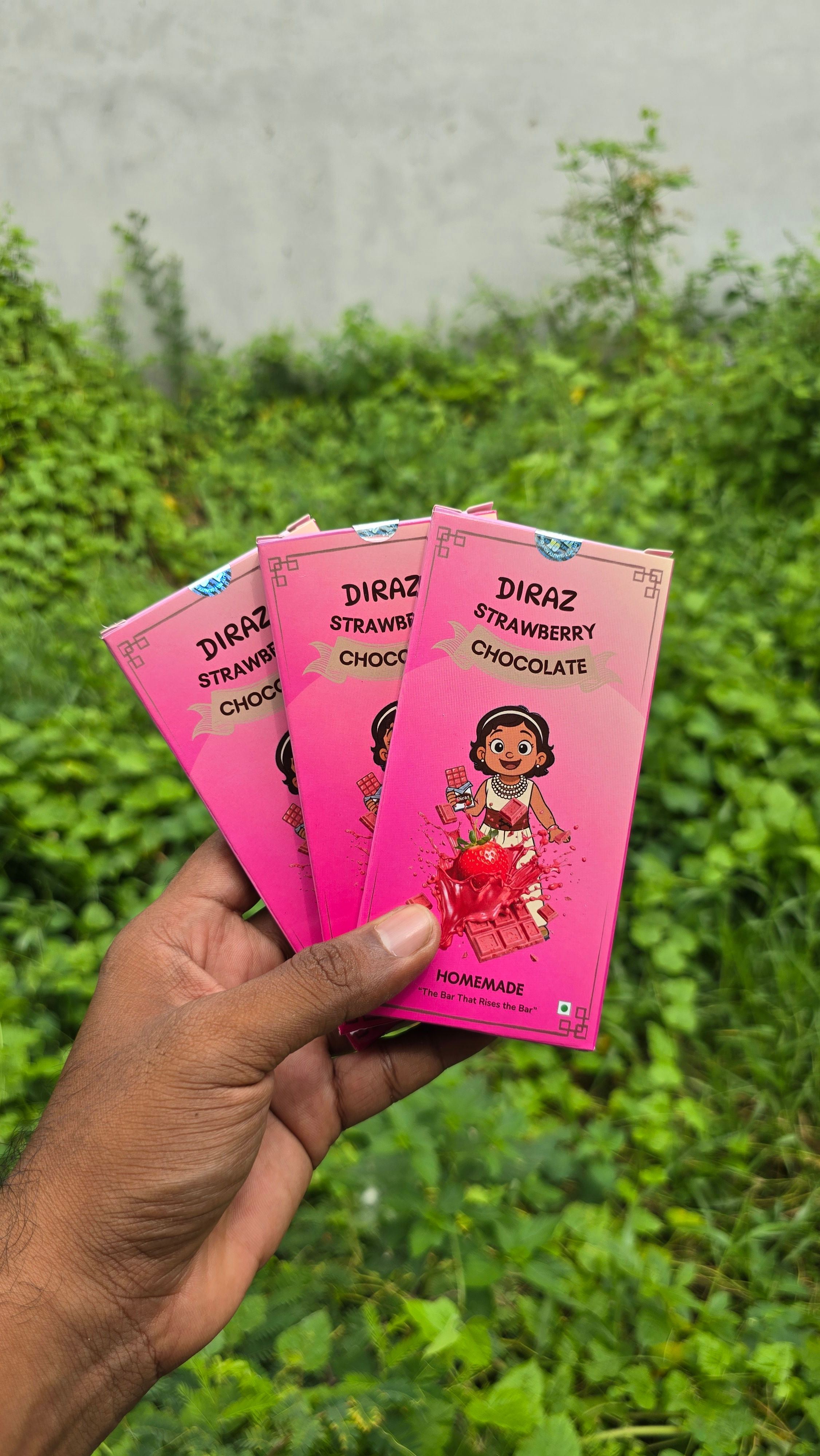 3 piece strawberry Chocolate bar