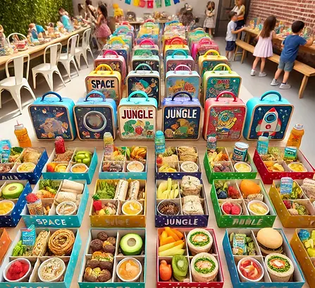 DALL·E 2025-03-10 21.56.51 - A high-quality image of themed boxed kids' meals set up for a