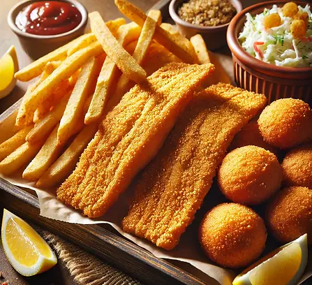 DALL·E 2025-03-10 21.44.03 - A high-quality close-up image of a Southern-style fried catfi