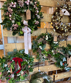 Fresh foliage wreaths at Wappenham Farm