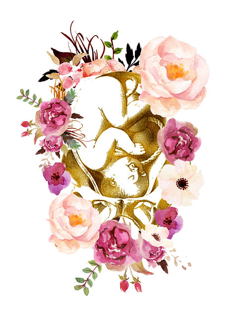 Art Image of Baby in Womb Surrounded by Flowers