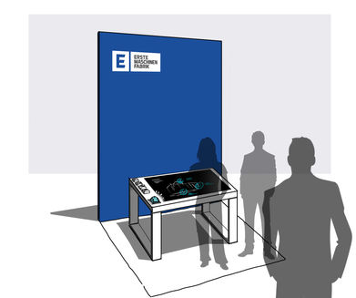 ERMAFA Messestand mit digitalem Informationstisch