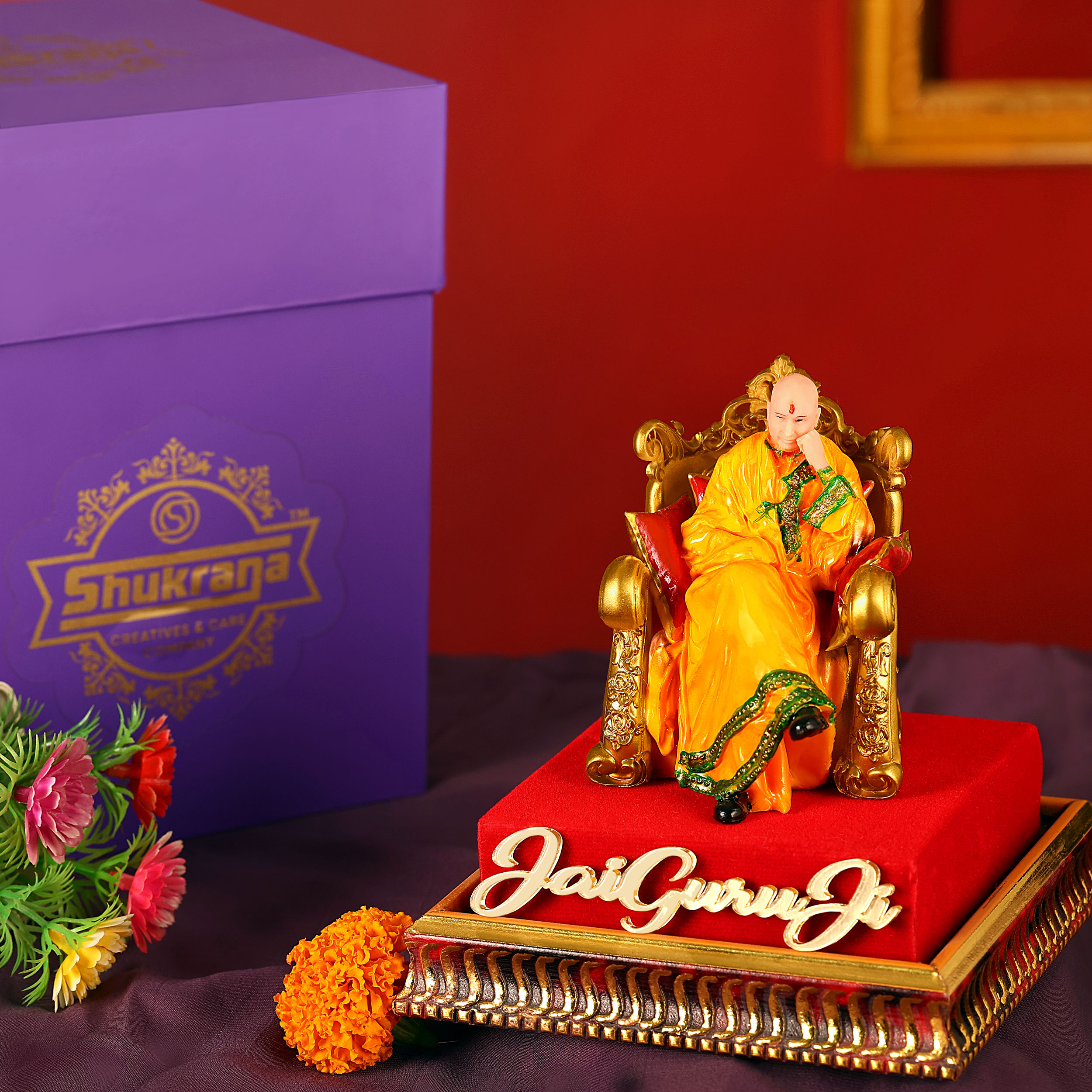 Jai Guru Ji 3D Swaroop Medium - Yellow and Green