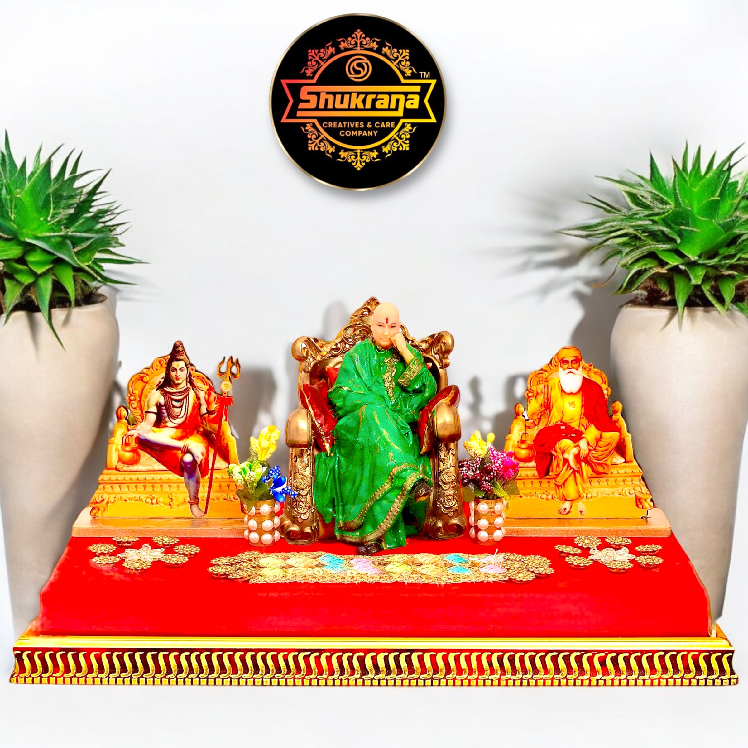 Guru Ji Darbar Swaroop Large - Green and Golden