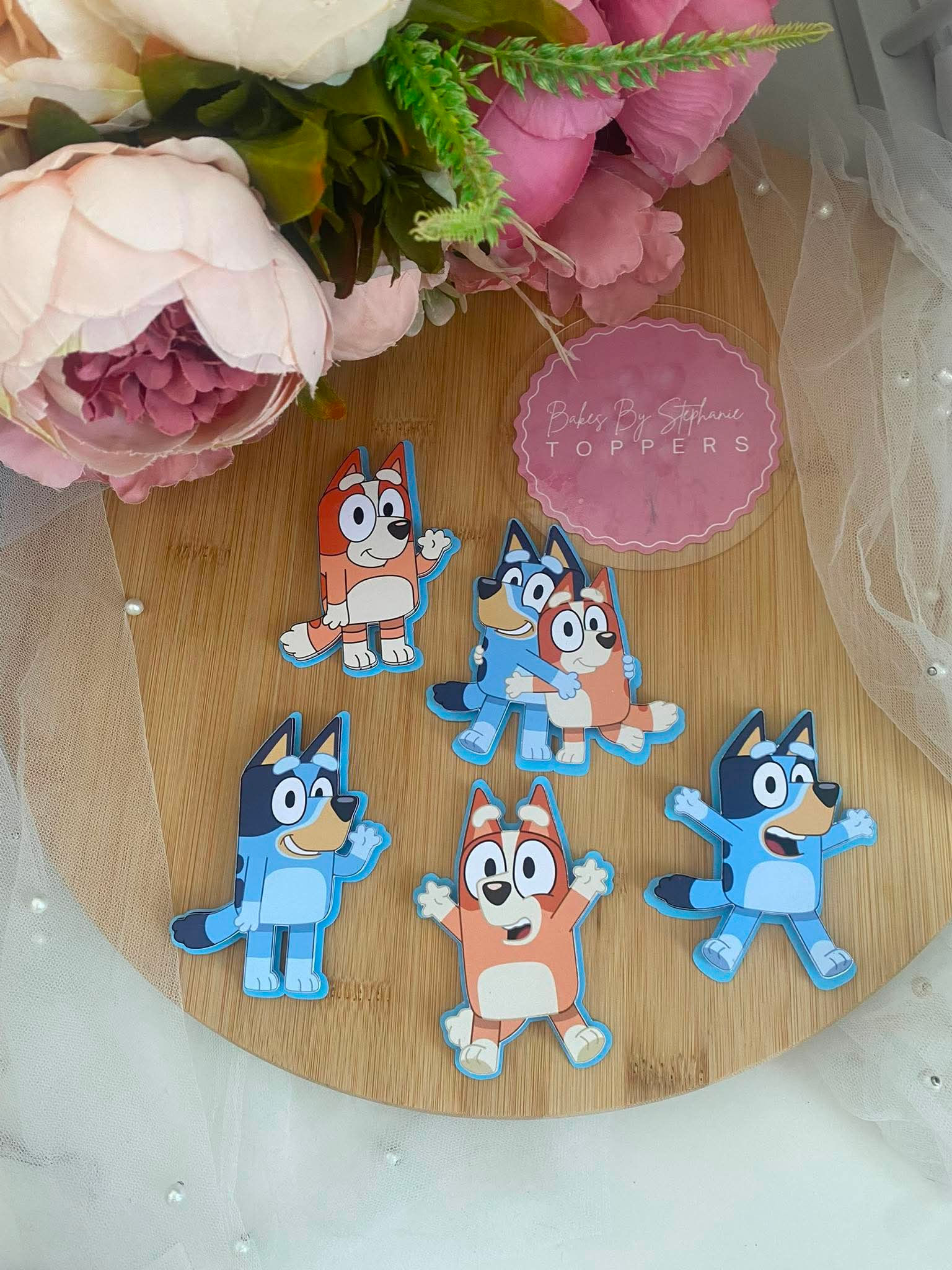 Bluey Cake Topper Set – Blue Dog Family Party Decoration