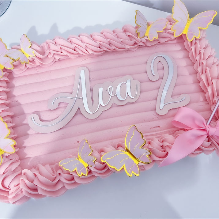 Pink 2 year old birthday sheet cake