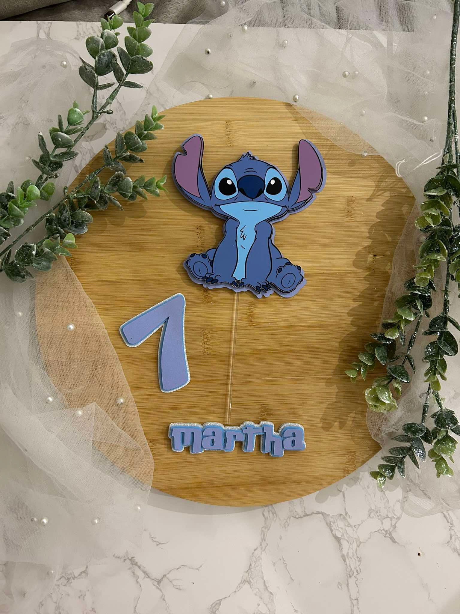 Stitch Cake Topper Set – Cute Alien & Tropical Party Decoration